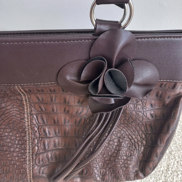 Brown Textured Leather Women's Bag - Picture 6 of 11